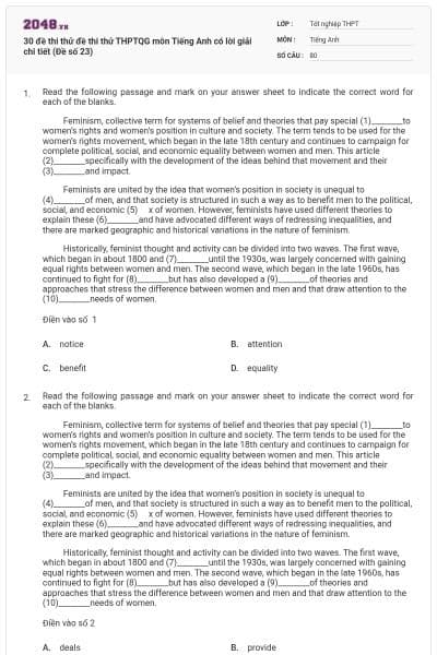 30 đề thi thử đề thi thử THPTQG môn Tiếng Anh có lời giải chi tiết (Đề số 23)
