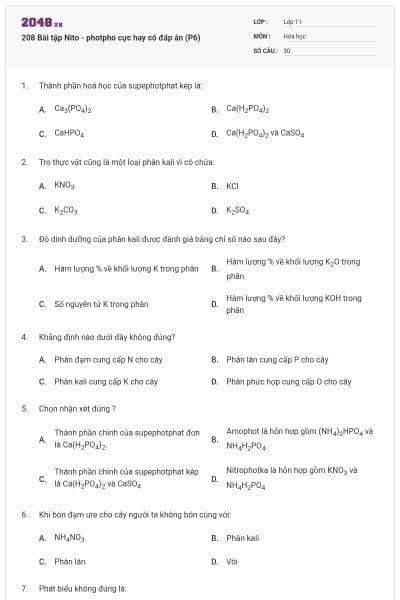 208 Bài tập Nito - photpho cực hay có đáp án (P6)
