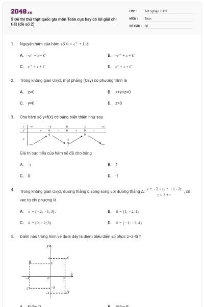 5 Đề thi thử thpt quốc gia môn Toán cực hay có lời giải chi tiết (đề số 2)