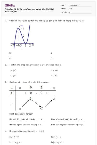 Tổng hợp đề thi thử môn Toán cực hay có lời giải chi tiết mới nhất(P9)