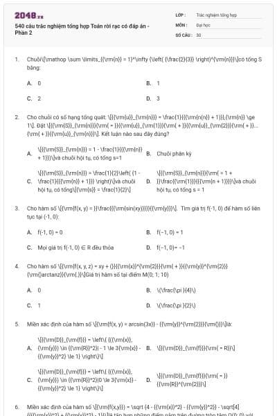 540 câu trắc nghiệm tổng hợp Toán rời rạc có đáp án - Phần 2
