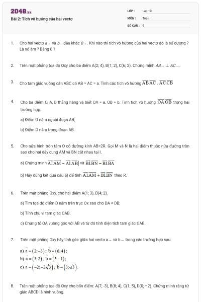 Bài 2: Tích vô hướng của hai vectơ