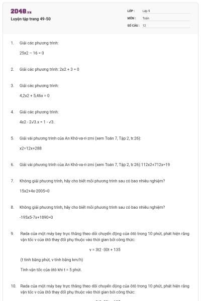 Luyện tập trang 49-50