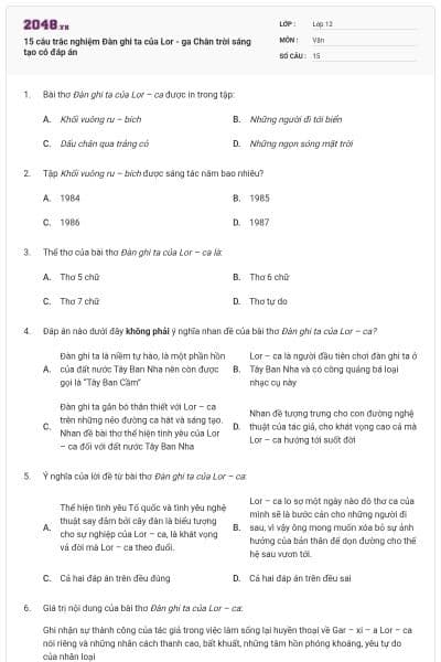 15 câu trắc nghiệm Đàn ghi ta của Lor - ga Chân trời sáng tạo có đáp án