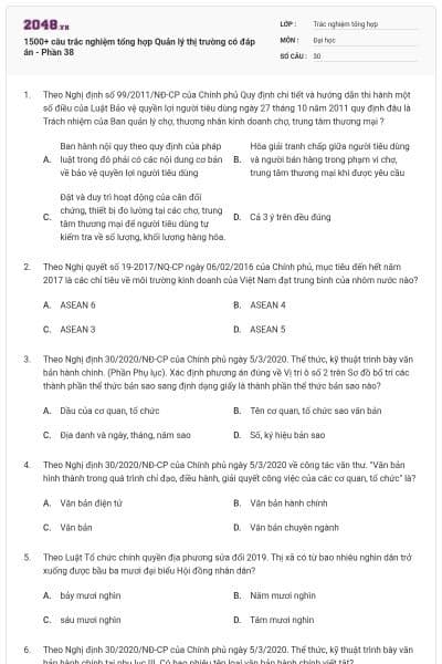 1500+ câu trắc nghiệm tổng hợp Quản lý thị trường có đáp án - Phần 38