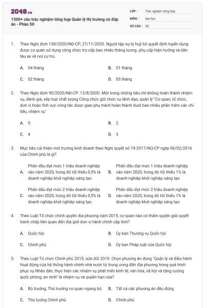 1500+ câu trắc nghiệm tổng hợp Quản lý thị trường có đáp án - Phần 50