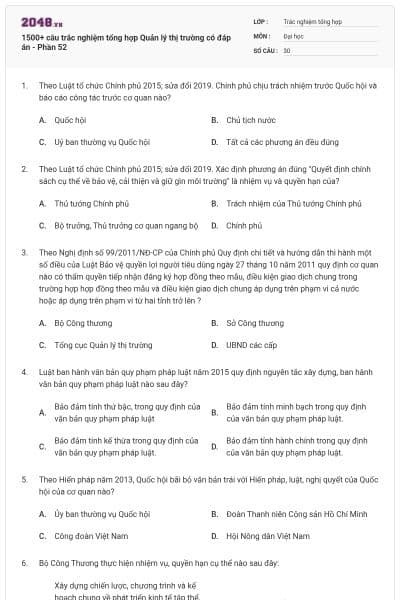 1500+ câu trắc nghiệm tổng hợp Quản lý thị trường có đáp án - Phần 52