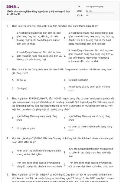 1500+ câu trắc nghiệm tổng hợp Quản lý thị trường có đáp án - Phần 54