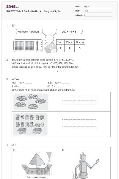 Giải VBT Toán 2 Cánh diều Ôn tập chung có đáp án