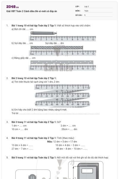 Giải VBT Toán 2 Cánh diều Đề-xi-mét có đáp án