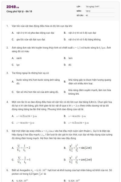 Công phá Vật lý - Đề 18