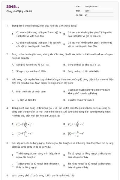 Công phá Vật lý - Đề 20