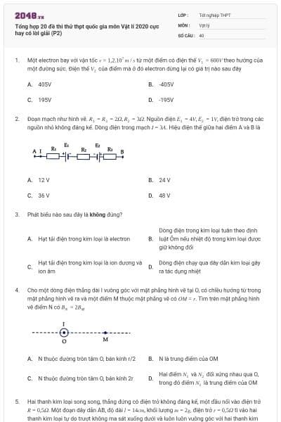 Tổng hợp 20 đề thi thử thpt quốc gia môn Vật lí 2020 cực hay có lời giải (P2)