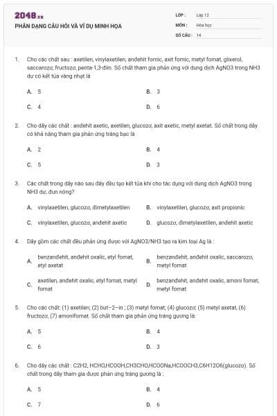 PHÂN DẠNG CÂU HỎI VÀ VÍ DỤ MINH HỌA