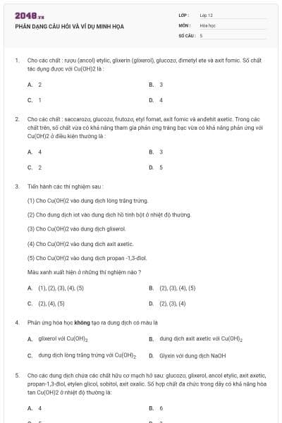 PHÂN DẠNG CÂU HỎI VÀ VÍ DỤ MINH HỌA