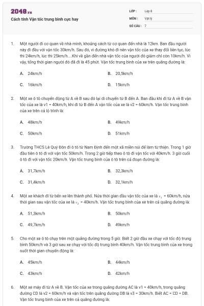 Cách tính Vận tốc trung bình cực hay