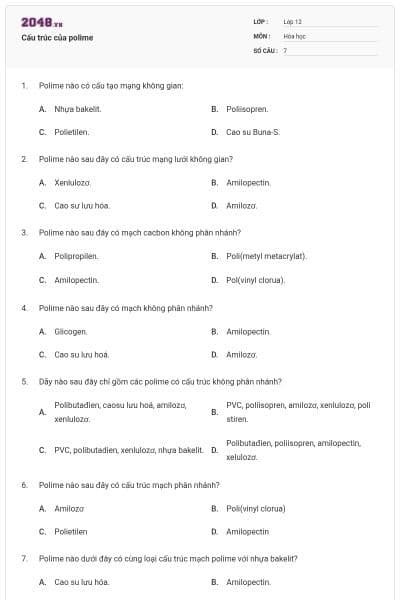 Cấu trúc của polime