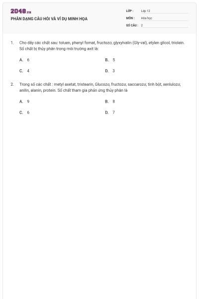 PHÂN DẠNG CÂU HỎI VÀ VÍ DỤ MINH HỌA