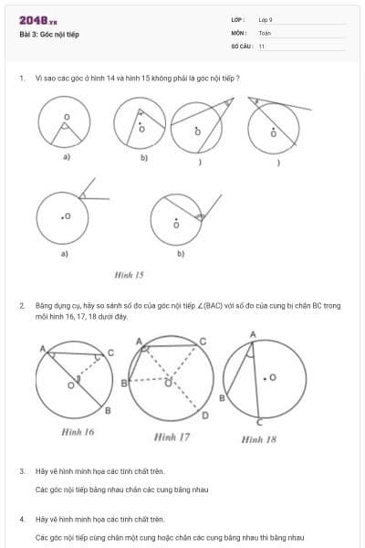 Bài 3: Góc nội tiếp