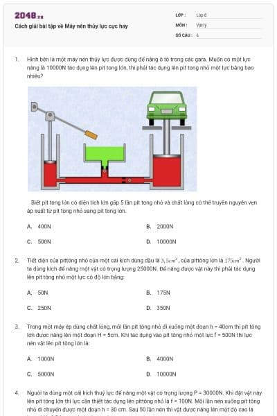 Cách giải bài tập về Máy nén thủy lực cực hay