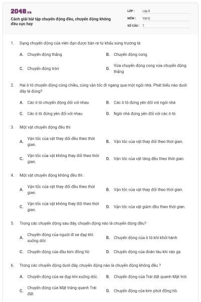 Cách giải bài tập chuyển động đều, chuyển động không đều cực hay