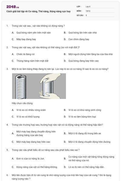 Cách giải bài tập về Cơ năng, Thế năng, Động năng cực hay