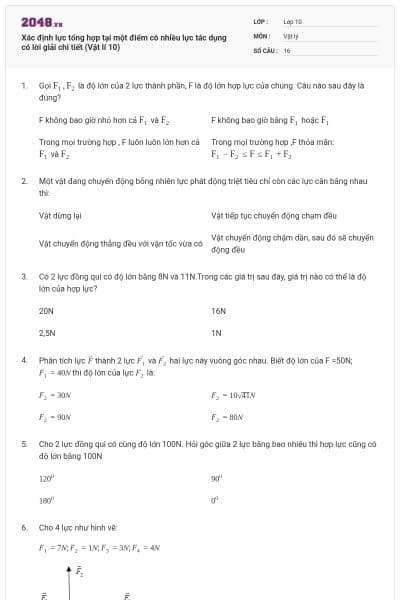 Xác định lực tổng hợp tại một điểm có nhiều lực tác dụng có lời giải chi tiết (Vật lí 10)