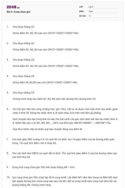 Bài 6: Cung chứa góc