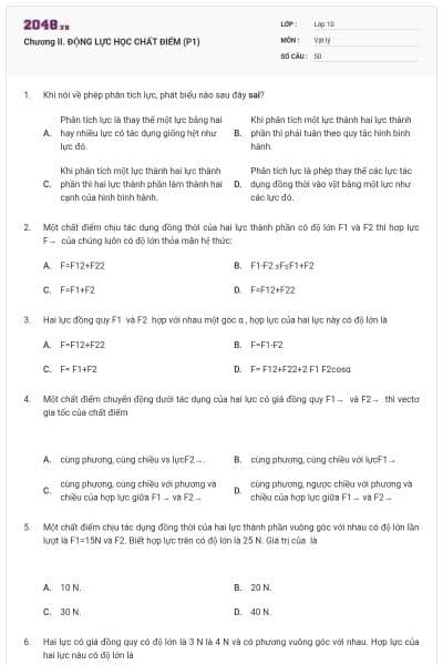 Chương II. ĐỘNG LỰC HỌC CHẤT ĐIỂM (P1)