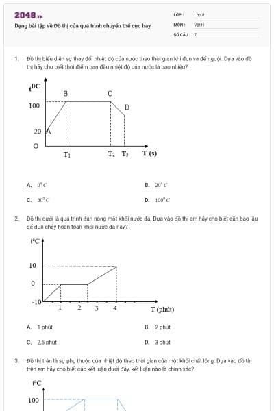 Dạng bài tập về Đồ thị của quá trình chuyển thể cực hay