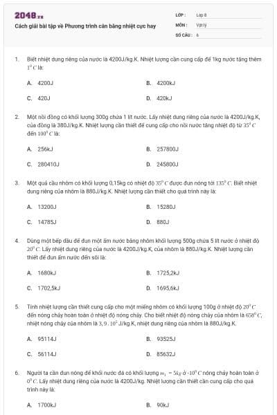 Cách giải bài tập về Phương trình cân bằng nhiệt cực hay