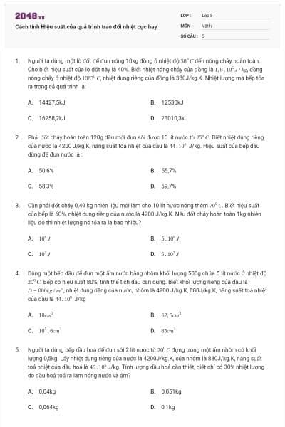 Cách tính Hiệu suất của quá trình trao đổi nhiệt cực hay