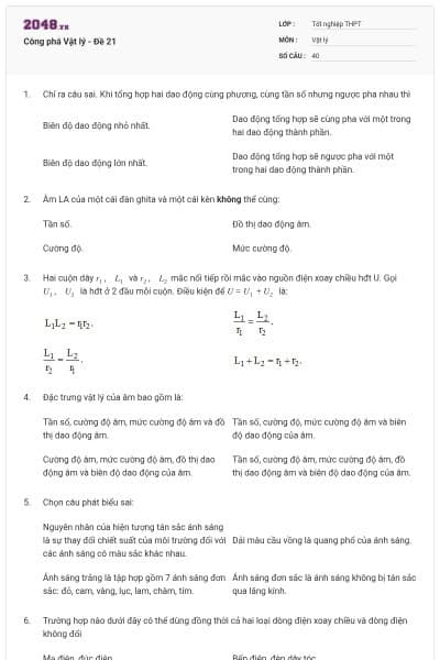 Công phá Vật lý - Đề 21