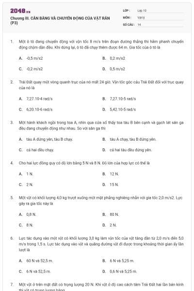 Chương III. CÂN BẰNG VÀ CHUYỂN ĐỘNG CỦA VẬT RẮN (P3)