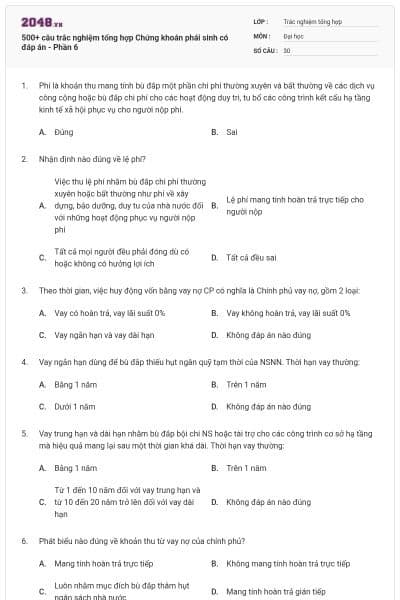 500+ câu trắc nghiệm tổng hợp Chứng khoán phái sinh có đáp án - Phần 6