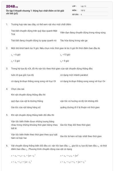 Ôn tập lí thuyết chương 1: Động học chất điểm có lời giải chi tiết (p3)