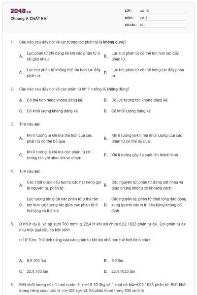 Chương V. CHẤT KHÍ