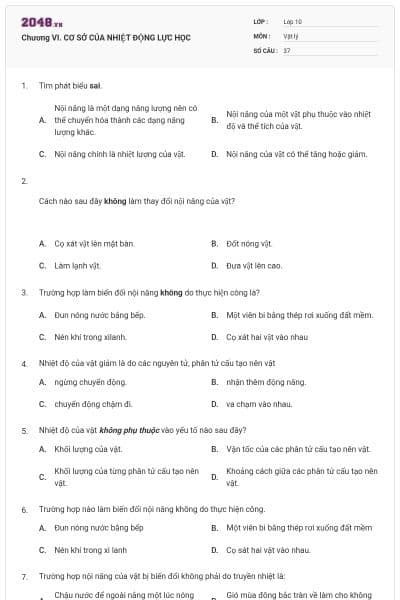 Chương VI. CƠ SỞ CỦA NHIỆT ĐỘNG LỰC HỌC