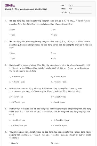 Chủ đề 5 - Tổng hợp dao động có lời giải chi tiết