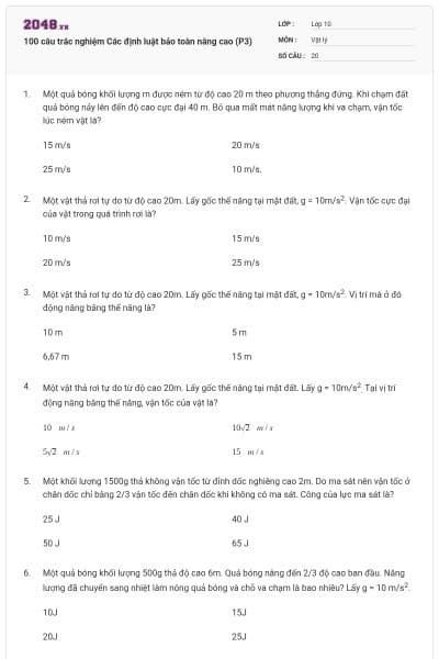 100 câu trắc nghiệm Các định luật bảo toàn nâng cao (P3)