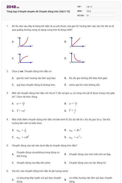 Tổng hợp lí thuyết chuyên đề Chuyển động tròn (Vật lí 10)