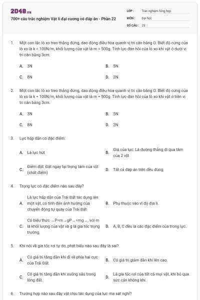 700+ câu trắc nghiệm Vật lí đại cương có đáp án - Phần 22