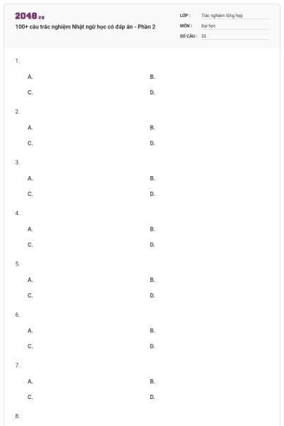 100+ câu trắc nghiệm Nhật ngữ học có đáp án - Phần 2