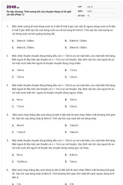 Ôn tập chương: Tính tương đối của chuyện động có lời giải chi tiết (Phần 1)