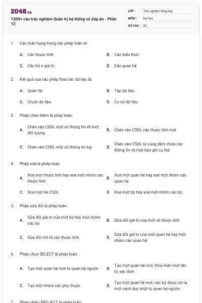 1300+ câu trắc nghiệm Quản trị hệ thống có đáp án - Phần 12