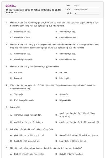 34 câu Trắc nghiệm GDCD 11 Kết nối tri thức Bài 10 có đáp án (Phần 2)