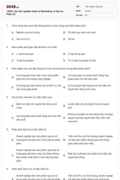 1200+ câu trắc nghiệm Quản trị Marketing có đáp án - Phần 26