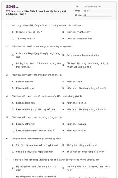 200+ câu trắc nghiệm Quản trị doanh nghiệp thương mại có đáp án - Phần 6