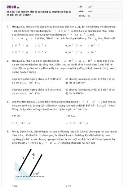 283 Bài trắc nghiệm Mắt và các dụng cụ quang cực hay có lời giải chi tiết (Phần 4)