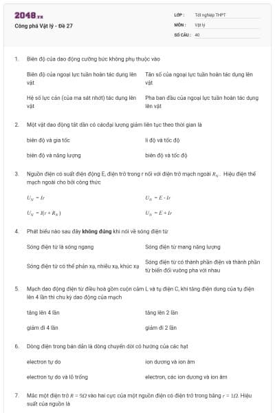 Công phá Vật lý - Đề 27